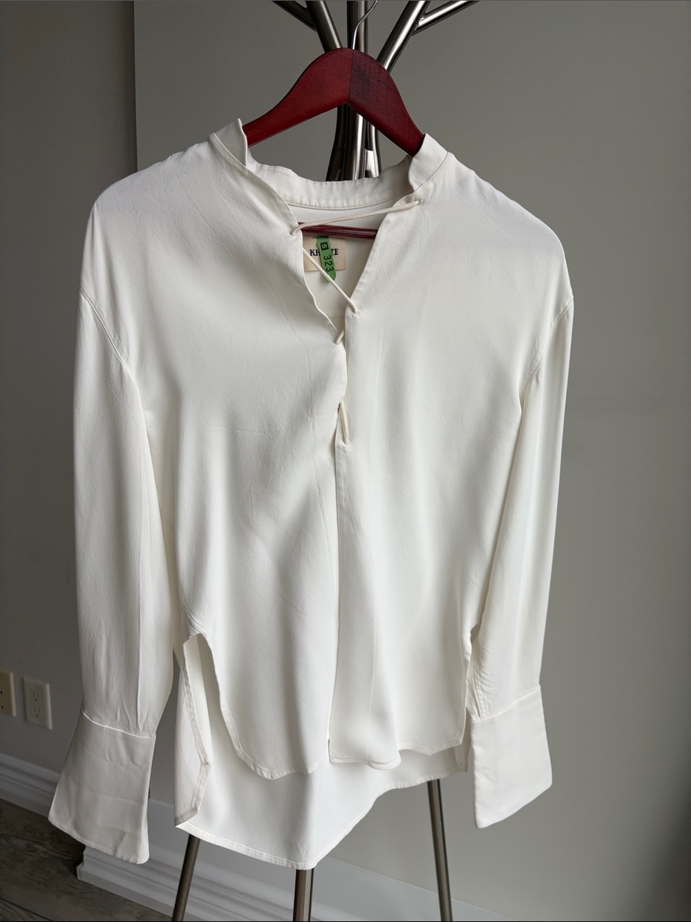 KHAITE Cream Button-Front Long-Sleeve Blouse